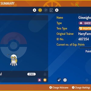 Gimmighoul cromatico non cromatico Forma vagante - Pokémon Scarlatto/Viola HOME (100% legale)