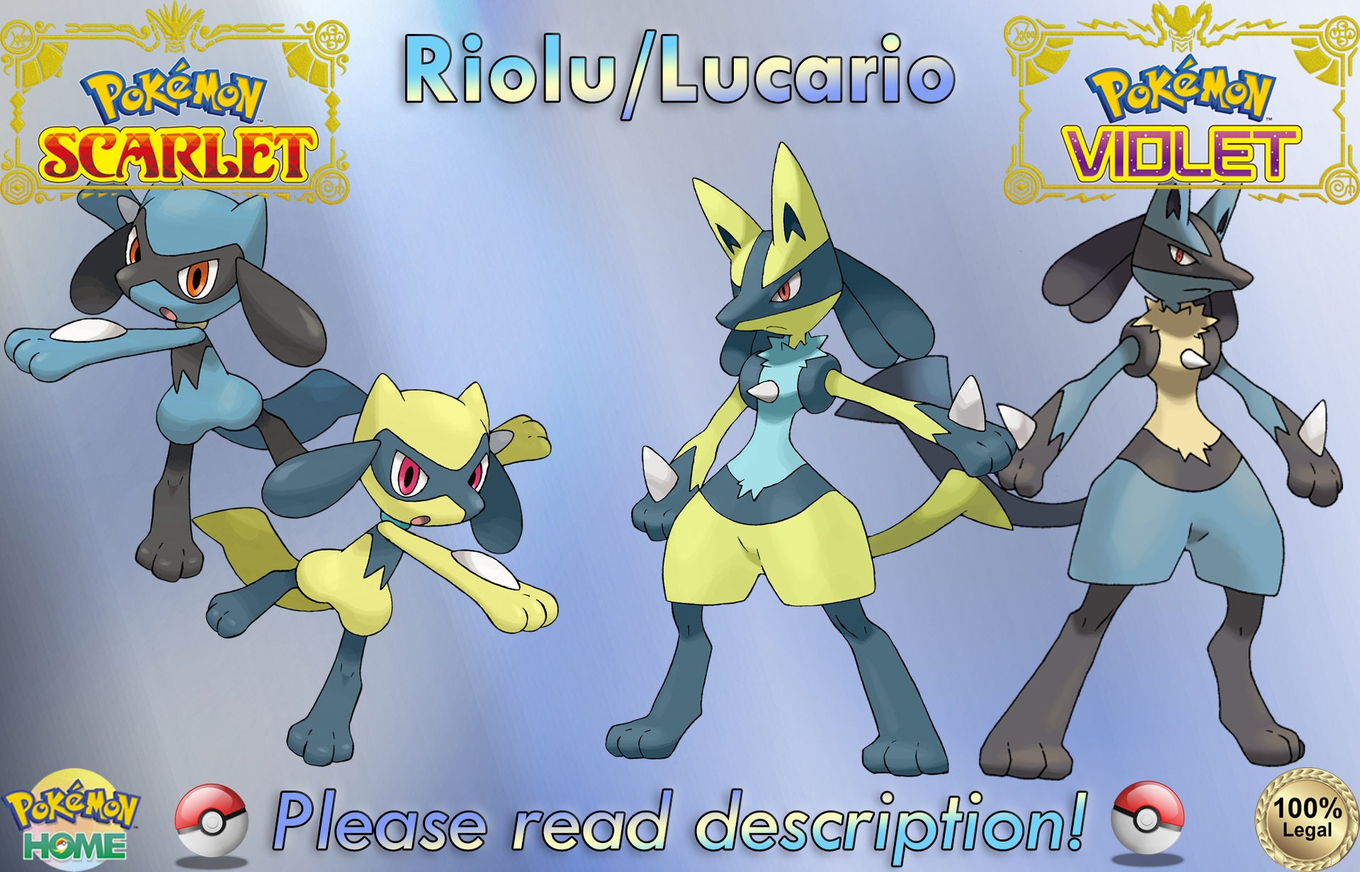 Shiny/non-shiny Riolu/lucario 6IV Pokémon Scarlet/violet 100