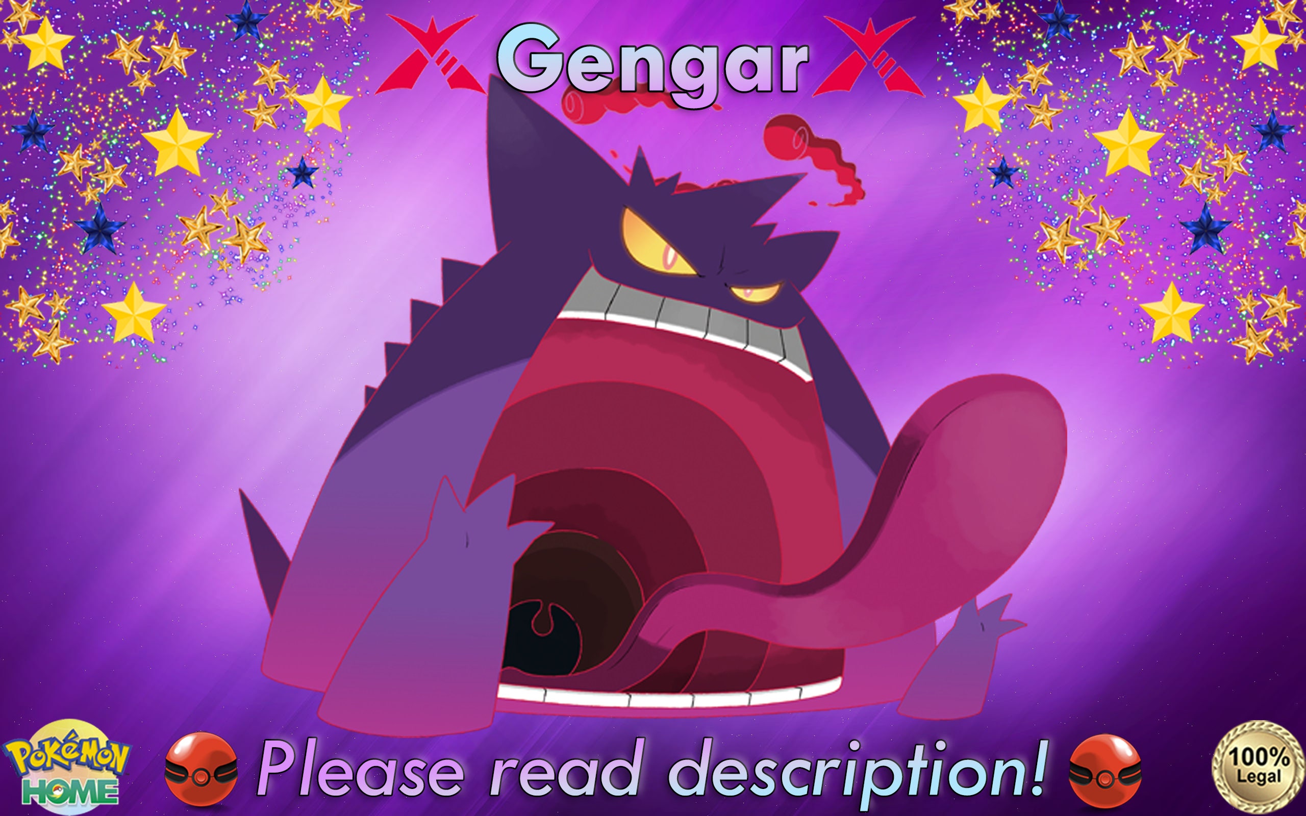 Pokemon Holographic Sticker Pack: Gigantamax Gengar Normal/Shiny