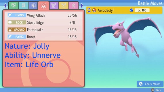 6IV Shiny Aerodactyl Pokemon Brilliant Diamond and Shining Pearl