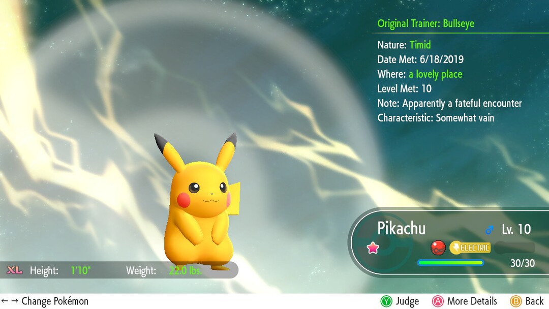 Shiny Pikachu EVENT 6IV Pokémon Let's Go Sw/sh BD/SP S/V