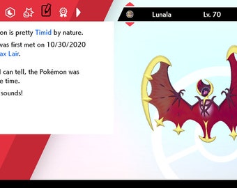 ✨ SHINY LUNALA ✨ 6IV ULTRA SHINY LEGENDARY ✨ Pokemon Sword Shield