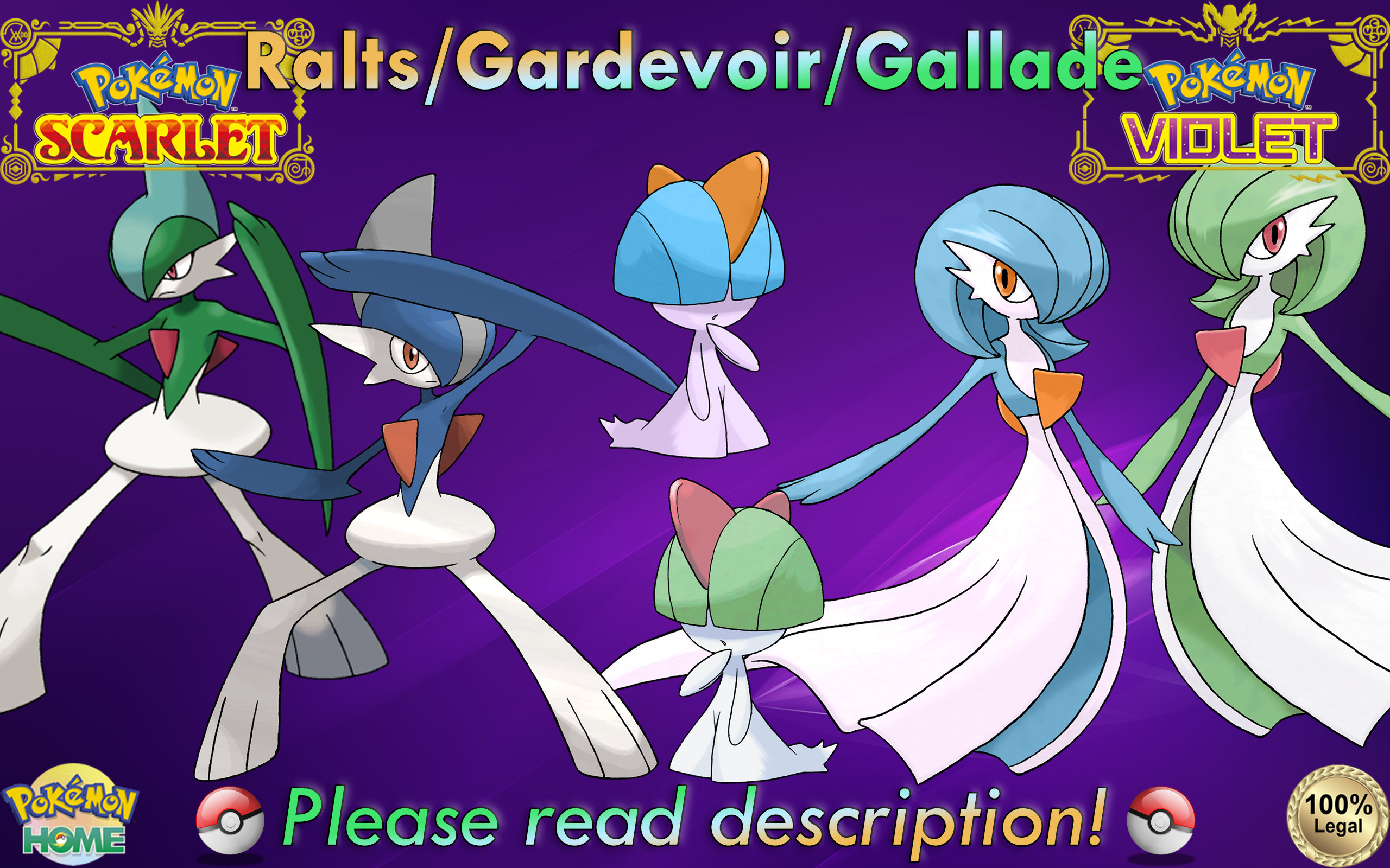 Shiny/non-shiny Ralts/gardevoir/gallade 6IV Pokémon 