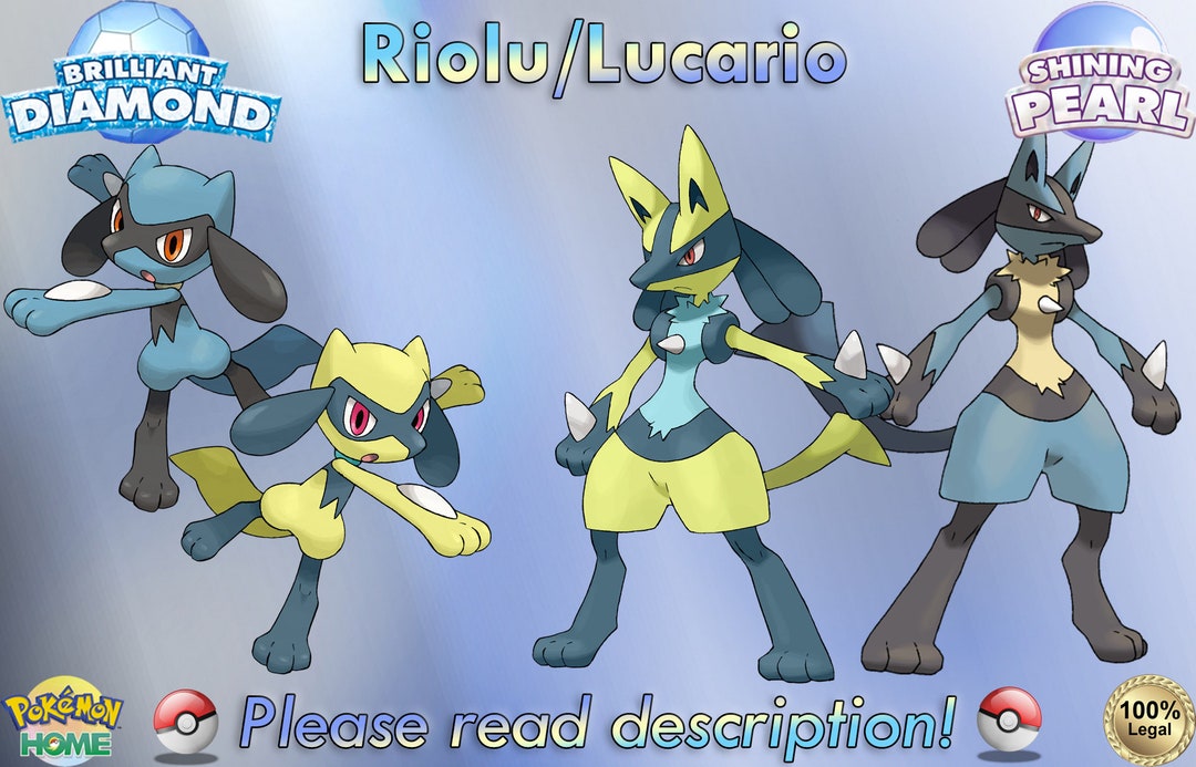 Lucario and Shiny Riolu  Pokemon drawings, Pokemon art, Pokemon