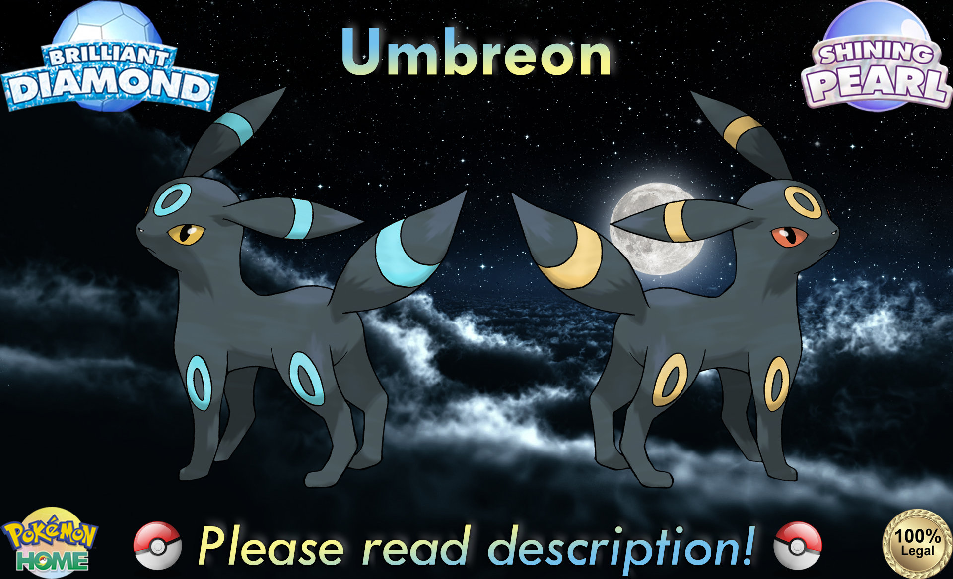 Shiny Umbreon ( Eevee Evolution ) Pokemon Trade Go