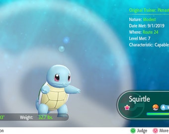 Shiny/non-shiny Squirtle/blastoise 6IV XL Pokémon Let's Go