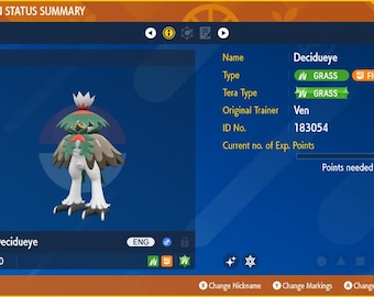 Hisuian Decidueye for Champions Battle Ready - Pokémon HOME (100% Legal)