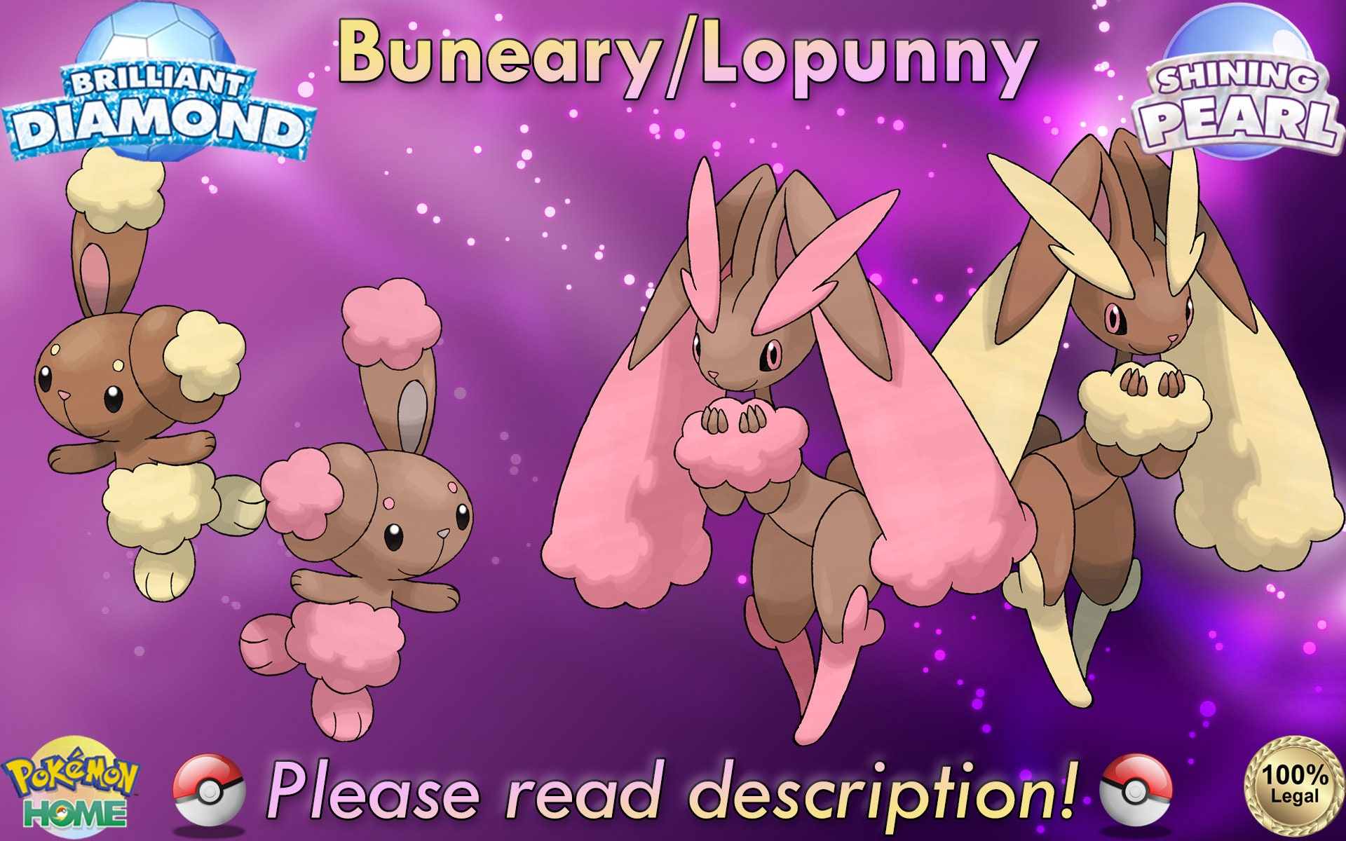 Shiny/non-shiny Buneary/lopunny 6IV Brilliant Diamond/shining Pearl 100%  Legal - Etsy