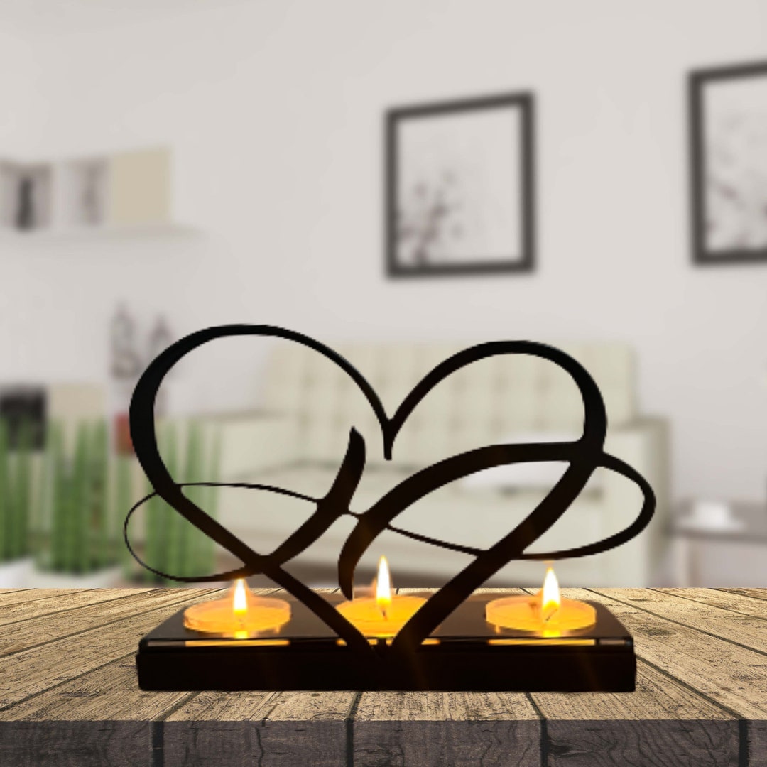 Heart Metal Candle Holder Romantic Wedding Rings Marriage Etsy