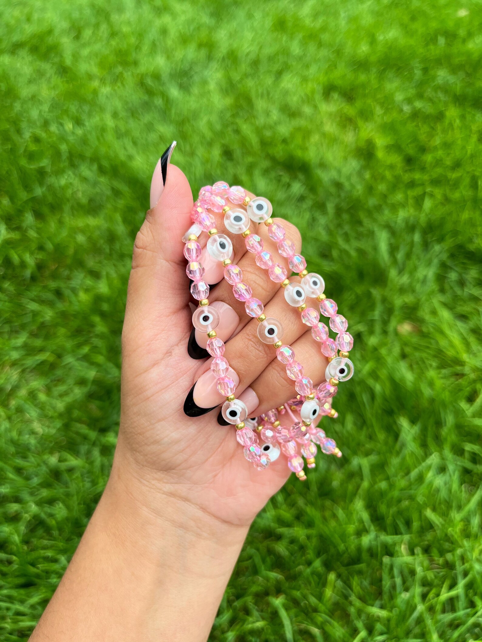 Pink evil eye bracelet Clearance