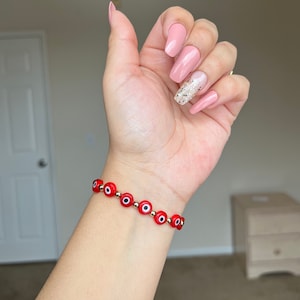 Red evil eye bracelet, unique gift, protection bracelet, friendship bracelet, handmade jewelry, minimalist, valentine, gifts for her