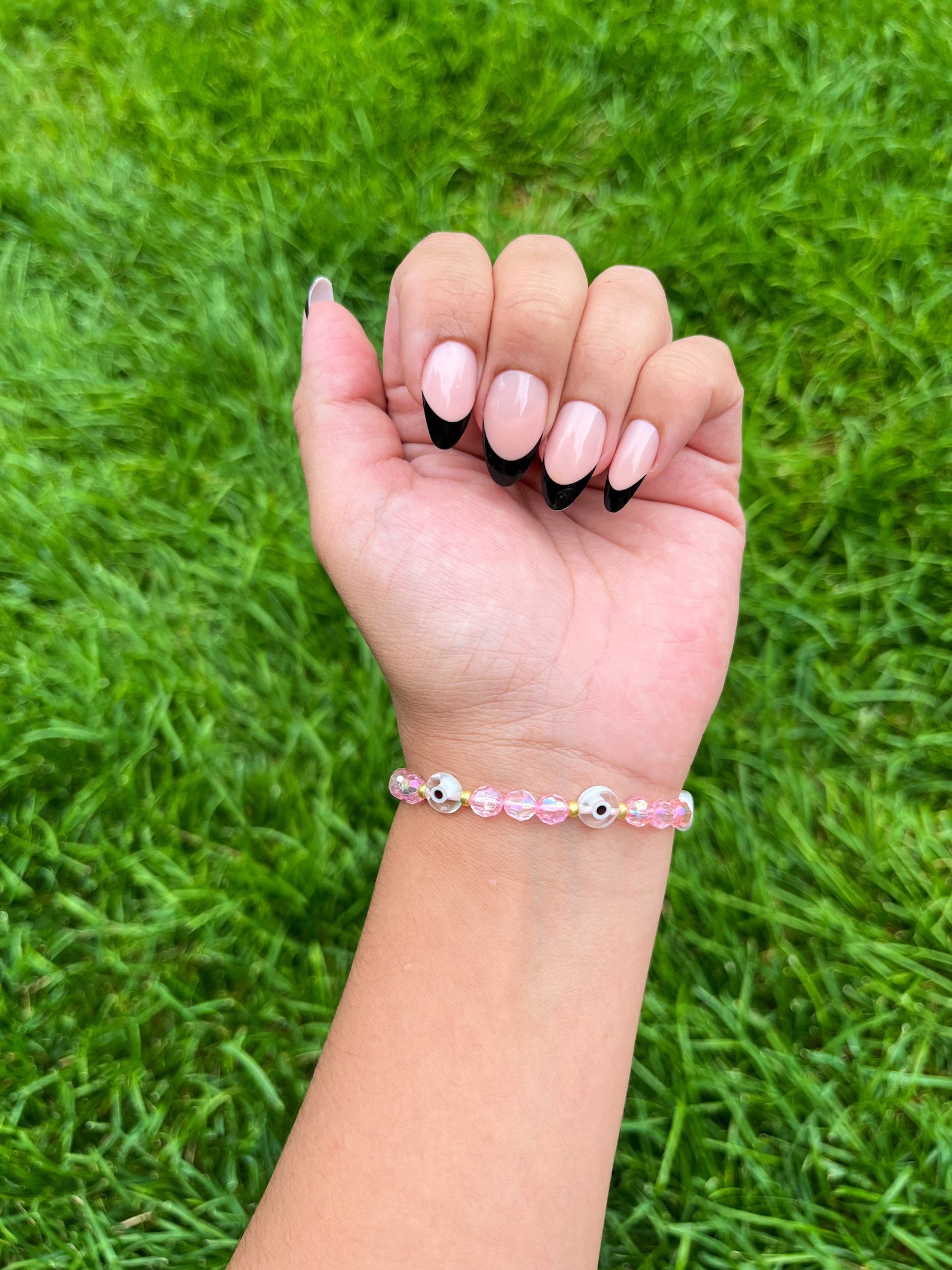 Pink Evil Eye Bracelet Crystal Pink Bracelet Minimalist Etsy