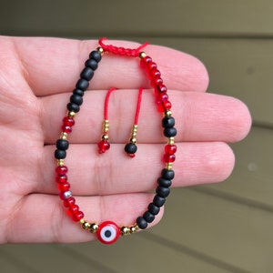 Red and black evil eye bracelet, unique gift, evil eye, protection bracelet, handmade jewelry, minimalist, gifts for her, dainty