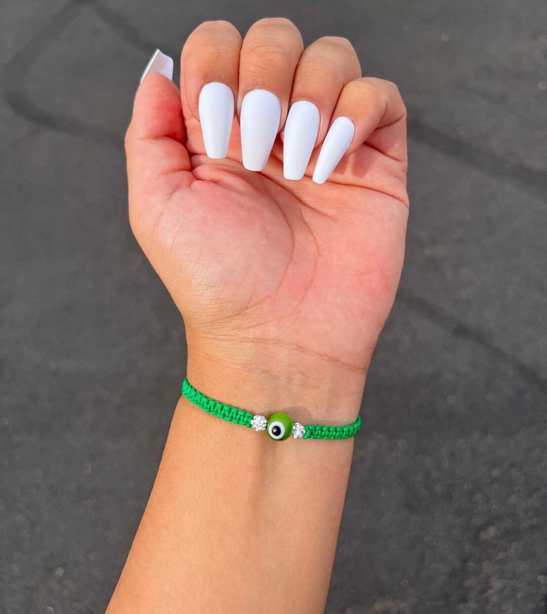 Green Evil Eye Bracelet Valentines Day Unique Gift Evil Eye Etsy