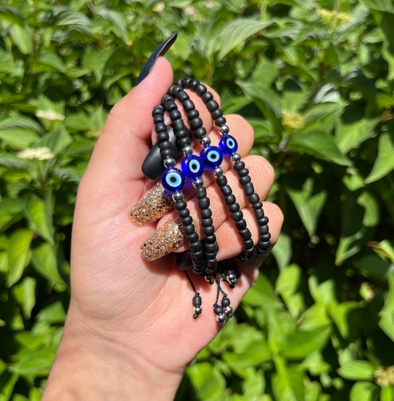 Matte Black Evil Eye Bracelet Unique Gift Evil Eye Etsy