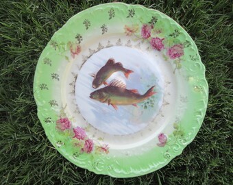 Antique Austria "Victoria" Porcelain Fish Motif Plate