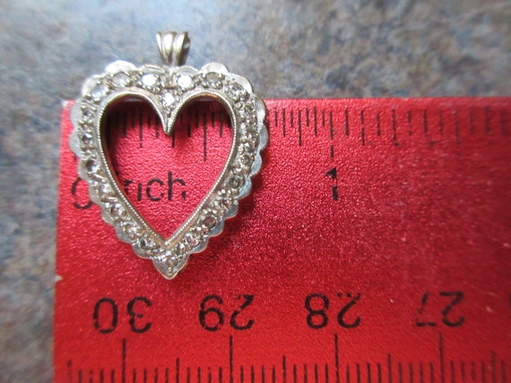 Vintage 10 Kt White Gold Natural Diamond Heart Pe… - image 6