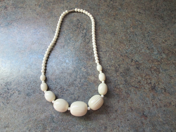 Vintage "French Ivory" Bead Necklace 1920's, 1930… - image 1