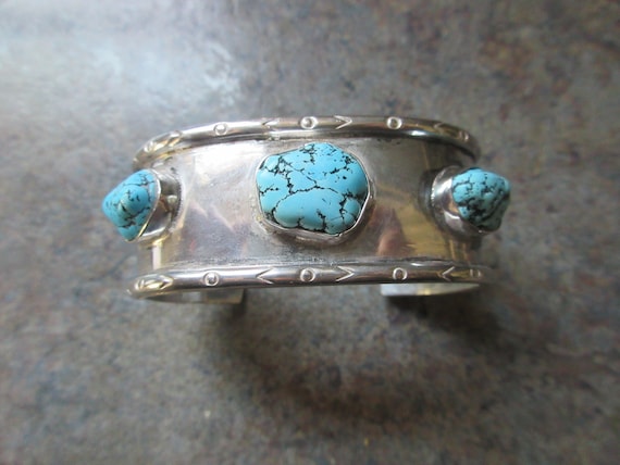 Silver Turquoise Cuff Bracelet - image 1