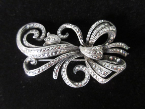 Vintage Sterling Silver Marcasite Art Deco/Art No… - image 4