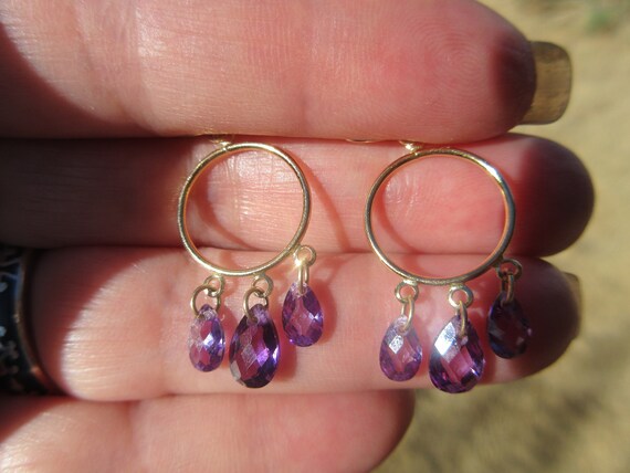 14 Kt (585) Gold Briolette Amethyst Earrings - image 5