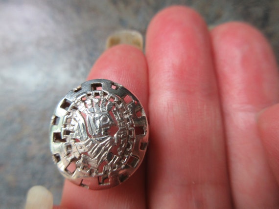 Sterling Silver Aztec/Mayan Dome Ring Size 8 - image 6