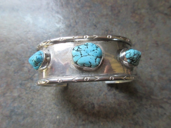 Silver Turquoise Cuff Bracelet - image 3