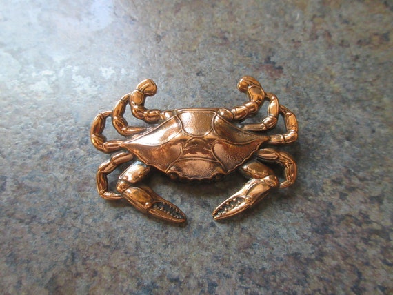 Vintage Rare Renoir Copper Crab Brooch - image 2