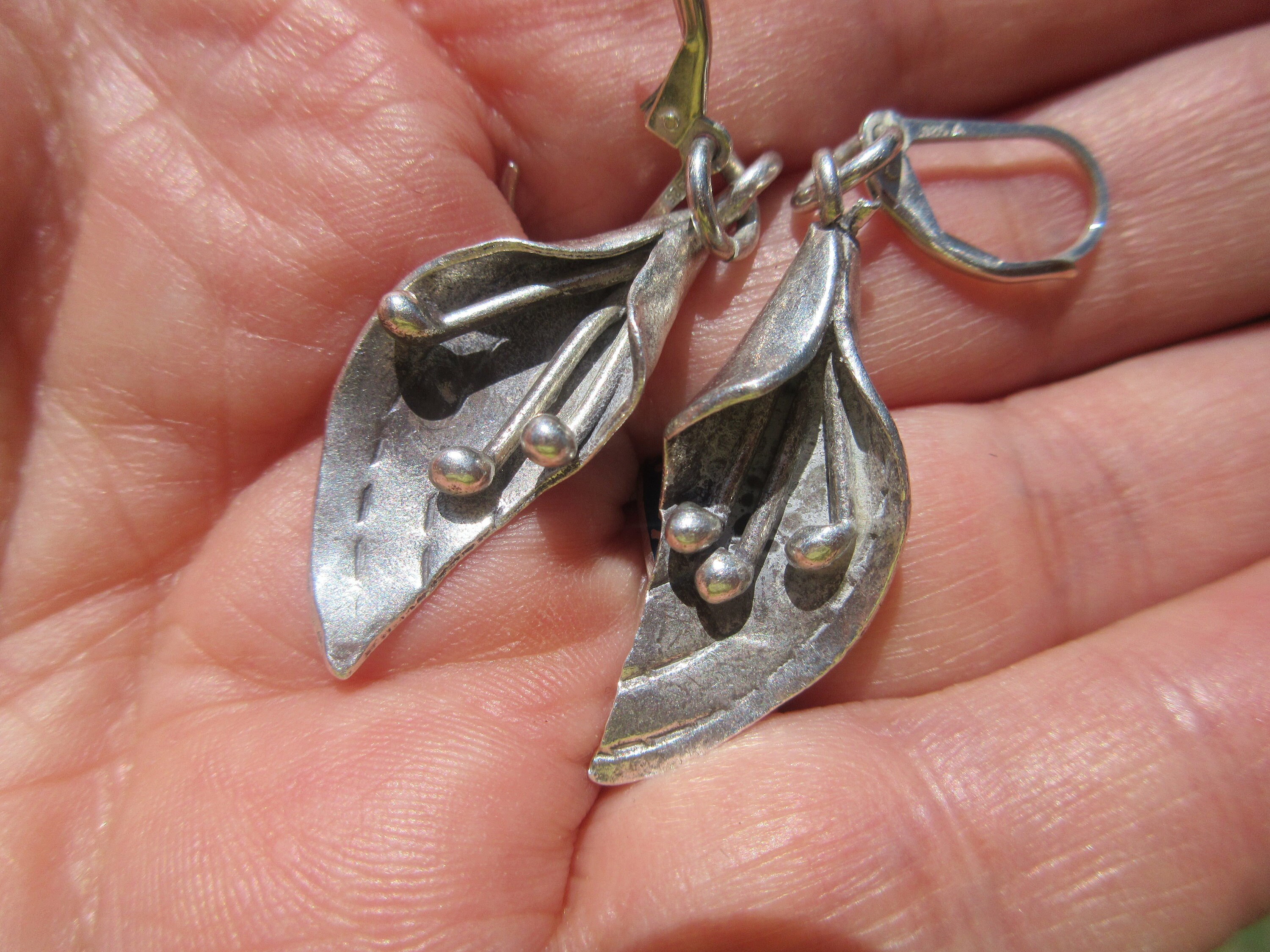Vintage Sterling Silver Calla Lily Earrings - Etsy