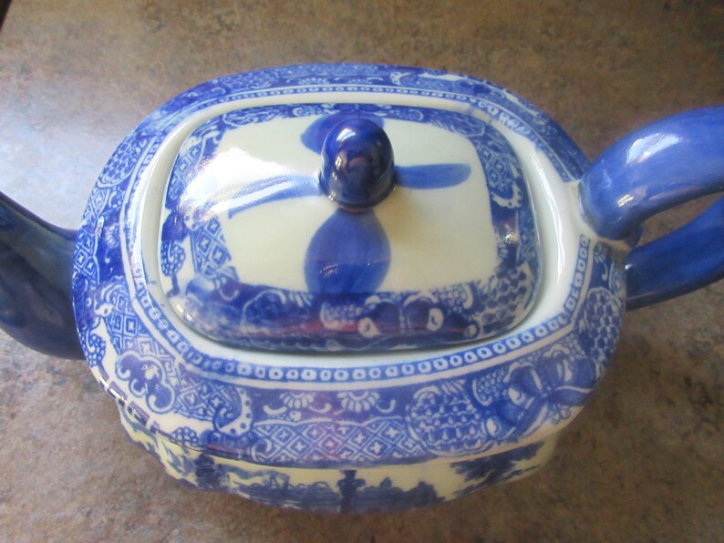 Flow Blue Victoria Ware Ironstone Teapot Etsy
