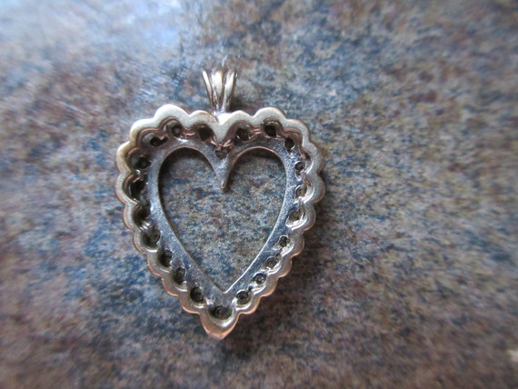 Vintage 10 Kt White Gold Natural Diamond Heart Pe… - image 3