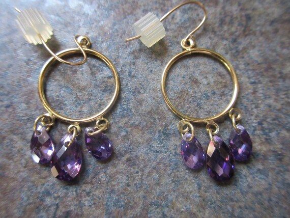 14 Kt (585) Gold Briolette Amethyst Earrings - image 8