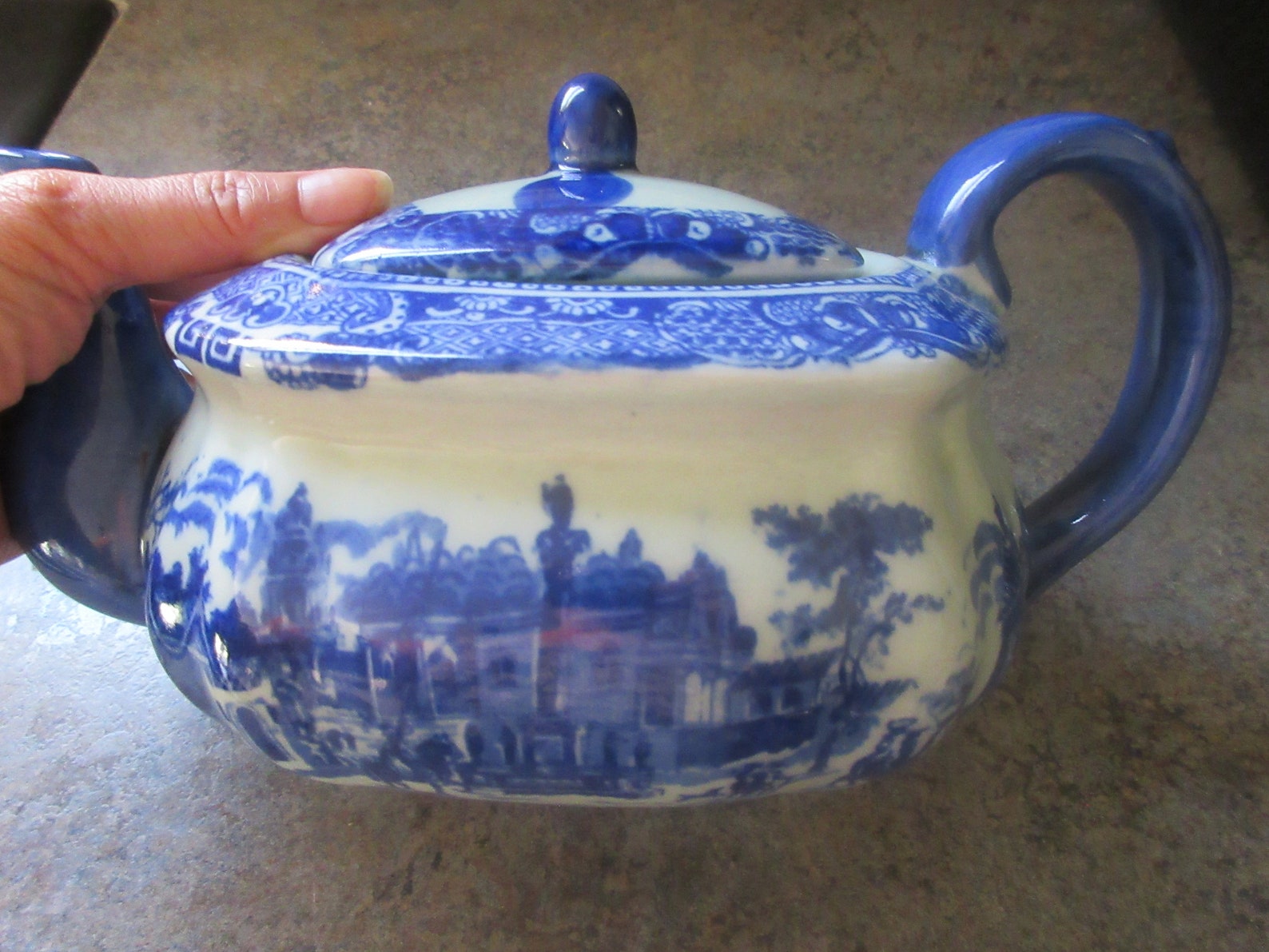 Flow Blue Victoria Ware Ironstone Teapot Etsy
