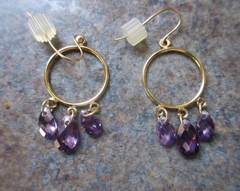 14 Kt (585) Gold Briolette Amethyst Earrings