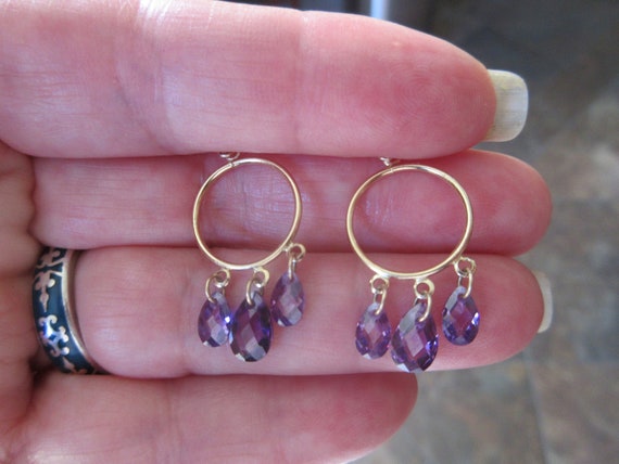 14 Kt (585) Gold Briolette Amethyst Earrings - image 6