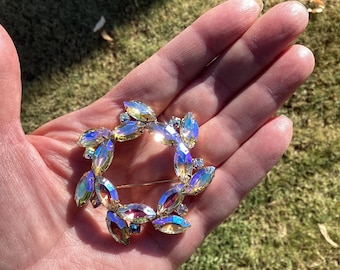 Vintage Aurora Borealis Wreath Brooch
