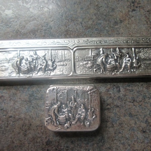 Vintage Hans Jensen Denmark Silver Plated Copper Repousse Comb, Snuff/Pill Box