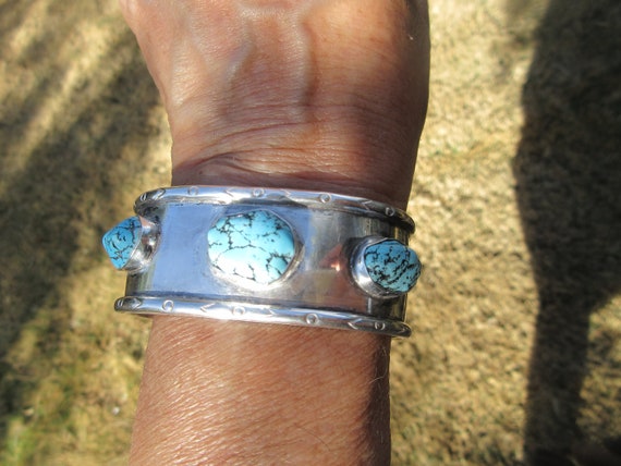Silver Turquoise Cuff Bracelet - image 6