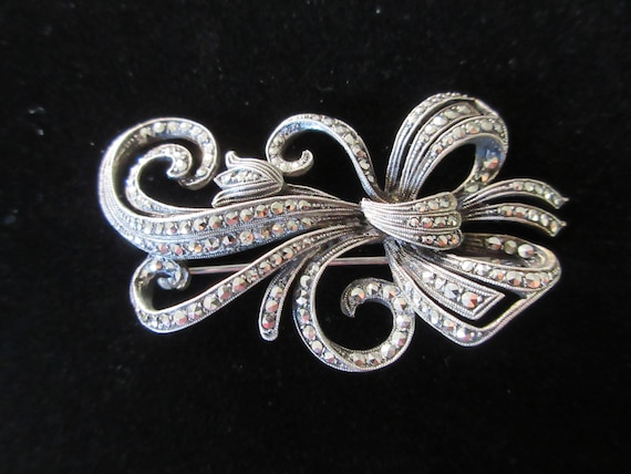 Vintage Sterling Silver Marcasite Art Deco/Art No… - image 7