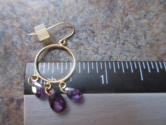 14 Kt (585) Gold Briolette Amethyst Earrings - image 7