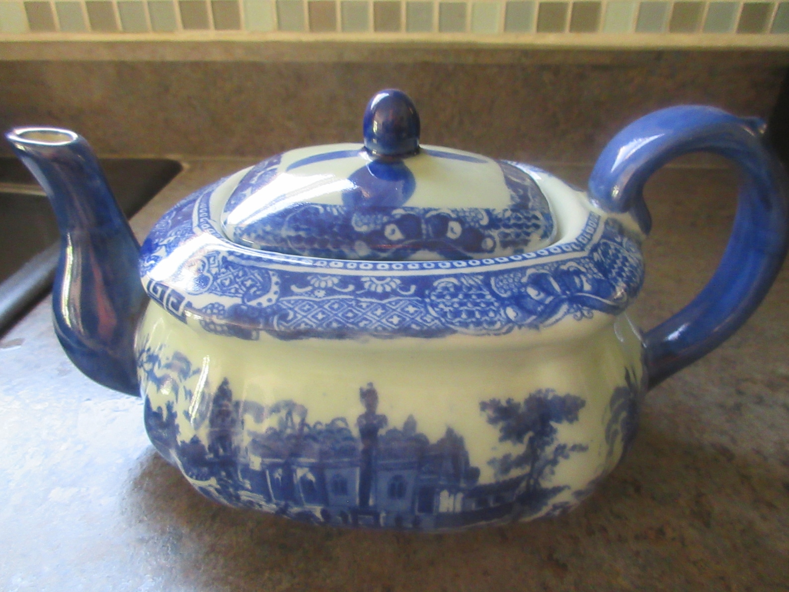 Flow Blue Victoria Ware Ironstone Teapot Etsy