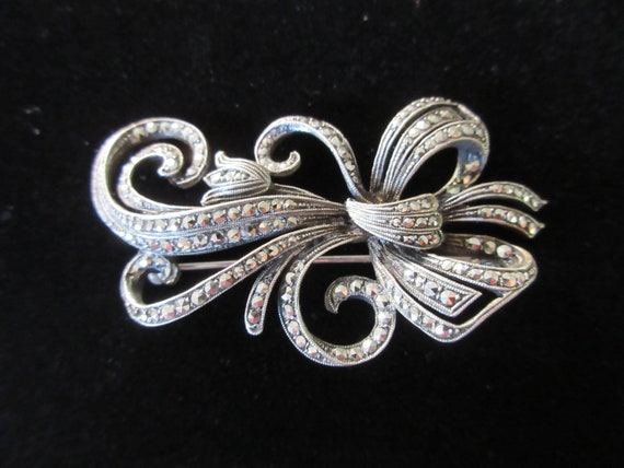 Vintage Sterling Silver Marcasite Art Deco/Art No… - image 1