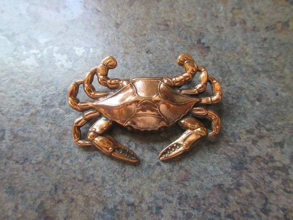 Vintage Rare Renoir Copper Crab Brooch - image 1