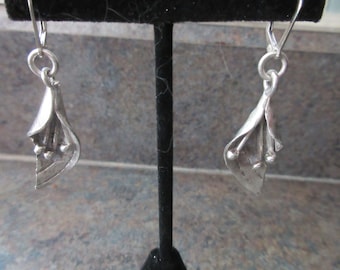 Vintage Sterling Silver Calla Lily Earrings