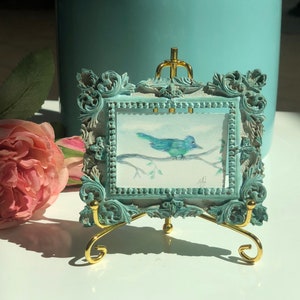 Ornate Mini Frame with Frame Holder-Aged Jade