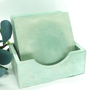 Aged Jade Color Concrete 5 Coaster Set