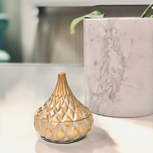 Gold Color Stone Small Trinket Jar