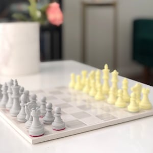 Handcrafted Chess Set - Handmade Chess Board with Pieces - Unique Gift for Him or Her - Minimalist Home Decor