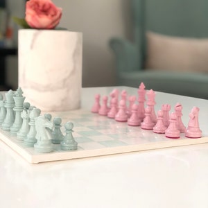 Handcrafted Chess Set - Handmade Chess Board with Pieces - Unique Gift for Him or Her - Minimalist Home Decor