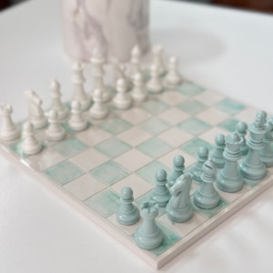 Handcrafted Chess Set - Handmade Chess Board with Pieces - Unique Gift for Him or Her - Minimalist Home Decor
